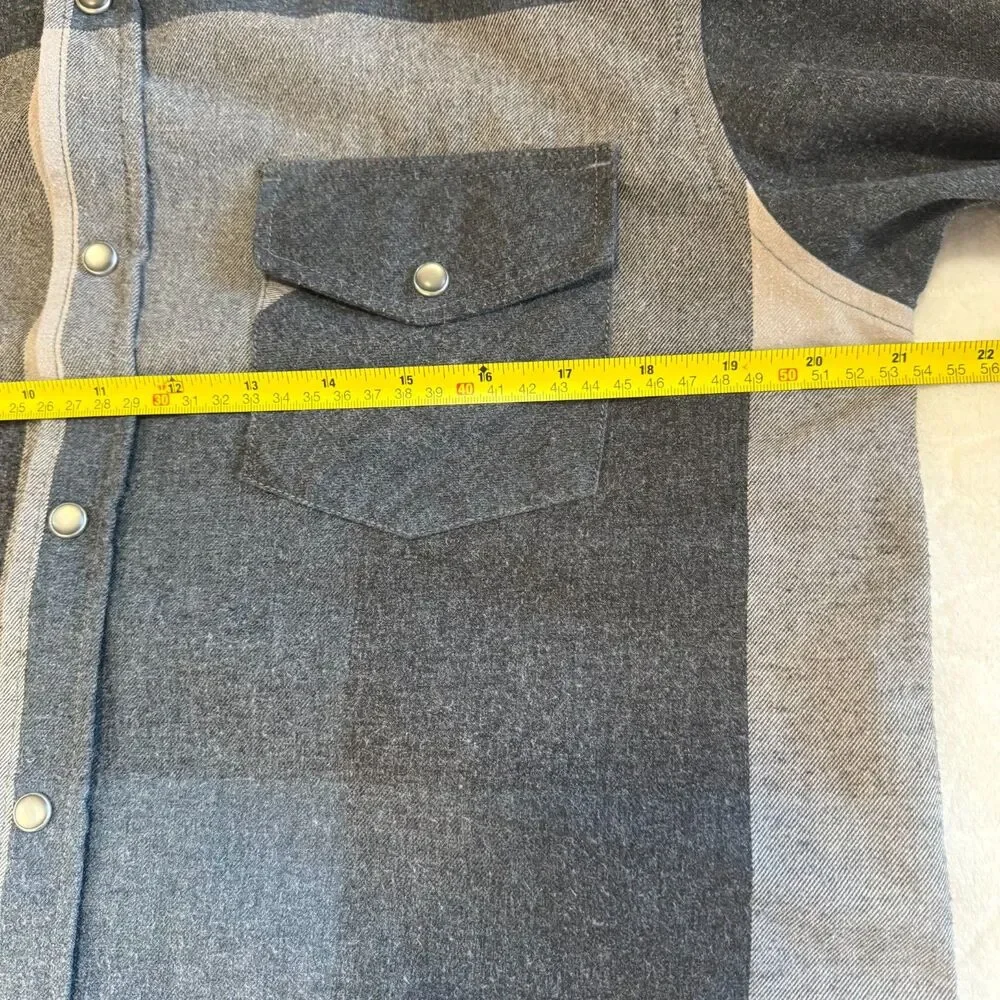 Coastal Pearl Snap Shirt Mens Medium Blue Gray Plaid Western Cowboy Long‎ Sleeve